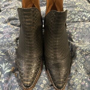 Nocona Black Snakeskin Ankle Boots